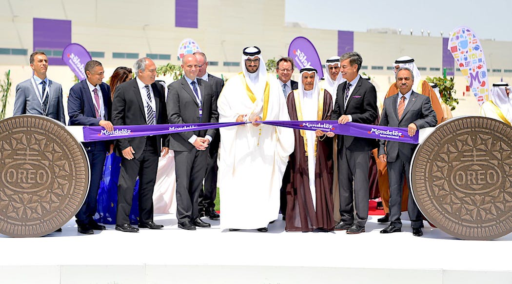 The inauguration ceremony of the new plant in Bahrain was held in the presence of His Highness Shaikh Isa Bin Salman Bin Hamad Al Khalifa, H.E. Zayed R. Al Zayani, Minister of Industry, Commerce and Tourism; Daniel Myers, Executive Vice President, Integrated Supply Chain, Mondel&emacr;z International; and Maurizio Brusadelli, EVP &amp; President, Asia Pacific, Middle East and Africa, Mondel&emacr;z International.