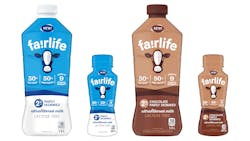 fairlife Ultrafiltered Milk shown in 1.5L 2% partly skimmed, 240mL 2% partly skimmed, 1.5L 2% chocolate partly skimmed, 240mL 2% chocolate partly skimmed. Will also be available in 1.5L Fat Free and 1.5L Whole 3.25%. fairlife Ultrafiltered Milk shown in 1.5L 2% partly skimmed, 240mL 2% partly skimmed, 1.5L 2% chocolate partly skimmed, 240mL 2% chocolate partly skimmed. Will also be available in 1.5L Fat Free and 1.5L Whole 3.25%.