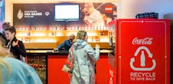 Coke is piloting the recycling kiosks this week at the 2018 Special Olympics USA Games in Seattle. Coke is piloting the recycling kiosks this week at the 2018 Special Olympics USA Games in Seattle.