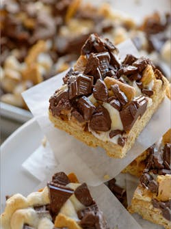 Hershey-branded food service dessert on plate. Hershey-branded food service dessert on plate.