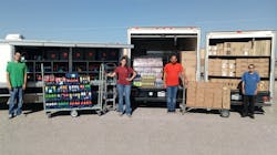 The Golden Brew team works hard every day, including Greg McConal, left, who has been with the company for 2 years; Lara Searcy (4 years); Daniel Lozano (13 years) and Brenda Smith (8 years). All vending and delivery orders are prekitted in warehouse and some trucks are even fitted with refrigeration and freezer cooling systems for all day routes in 110+ degree Texas weather. The company handles about $2 million in sales per year with just four drivers. The Golden Brew team works hard every day, including Greg McConal, left, who has been with the company for 2 years; Lara Searcy (4 years); Daniel Lozano (13 years) and Brenda Smith (8 years). All vending and delivery orders are prekitted in warehouse and some trucks are even fitted with refrigeration and freezer cooling systems for all day routes in 110+ degree Texas weather. The company handles about $2 million in sales per year with just four drivers.