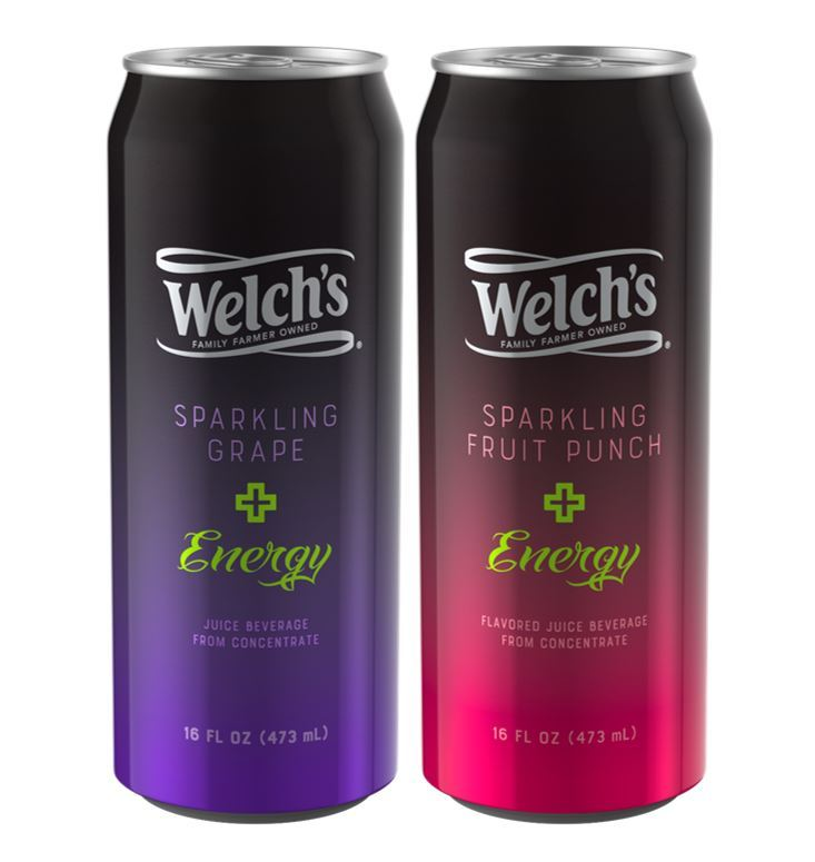 Welch's Sparkling Plus Energy is available in two bold flavors, Sparkling Grape and Sparkling Fruit Punch, with a suggested retail price of $2.19 for a 16 oz. can.