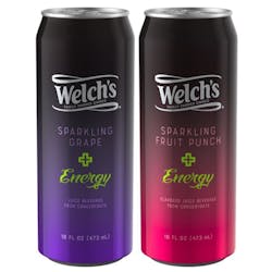 Welch&apos;s Sparkling Plus Energy is available in two bold flavors, Sparkling Grape and Sparkling Fruit Punch, with a suggested retail price of $2.19 for a 16 oz. can.