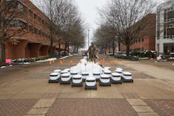 Sodexo and Starship debut its robot delivery service at George Mason University in Fairfax, Va. Sodexo and Starship debut its robot delivery service at George Mason University in Fairfax, Va.