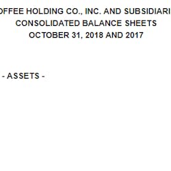 Coffee Holding Company Reports Oct 2018