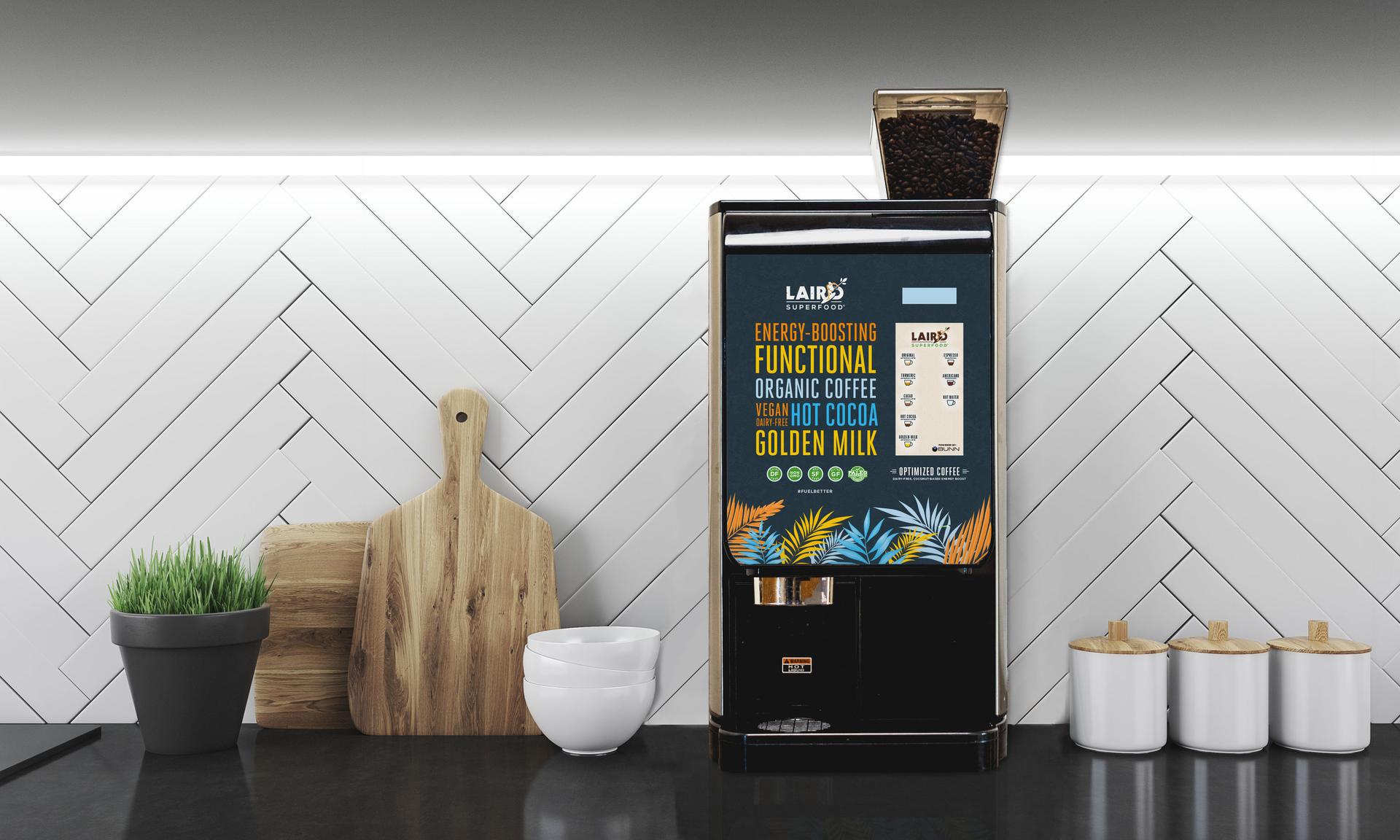 Laird Superfood and Bunn-O-Matic's Laird Superfood Crescendo Machine