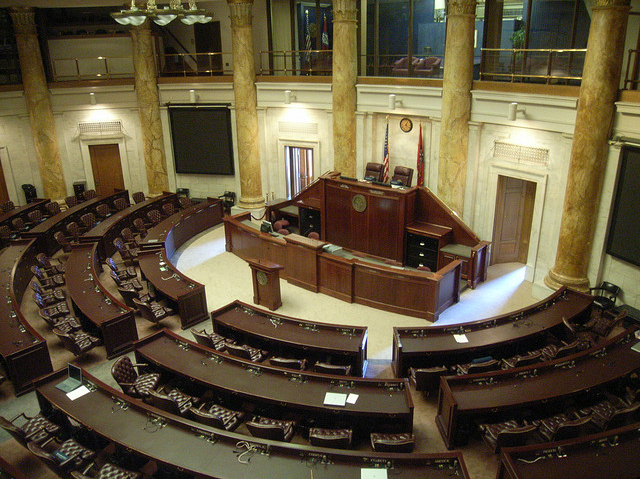 The Arkansas House of Representatives Chamber as seen November 11, 2007. Photo from www.flickr.com/photos/nostri-imago/2842168996/.