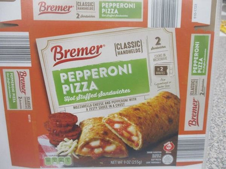 Food Recall Of Bremer Classic Handheld Hot Stuffed Sandwiches Pepperoni Pizza And Ham Cheese Due To Possible Foreign Material Contamination Vending Market Watch