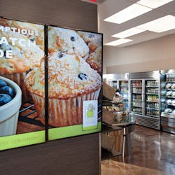 Digital greeter boards promote locally handcrafted products available at Market Twenty 4 Seven.