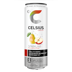 Sparkling Fuji Apple Pear fitness drink from the Originals/Core line of CELSIUS Sparkling Fuji Apple Pear fitness drink from the Originals/Core line of CELSIUS