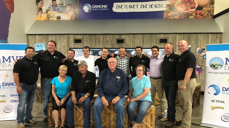 McCarty and VanTilburg families with Danone North America leaders celebrate the opening of MVP Dairy in Celina, OH.