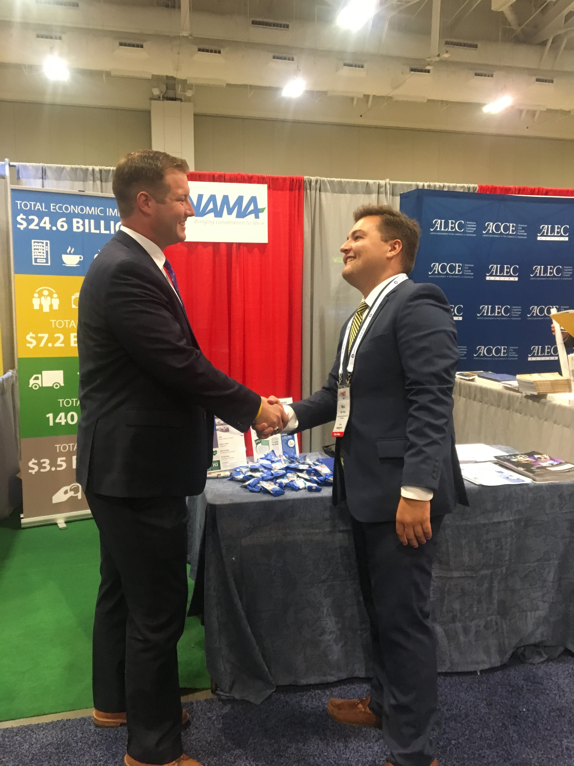 Representative Harold &ldquo;Trey&rdquo; Stewart from Maine (L) and Wes Fisher, Manager, Government Affairs at NAMA (R)