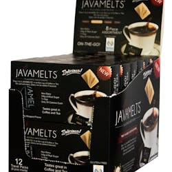 The JAVAMELTS POP Countertop Box holds 12 Travel Boxes