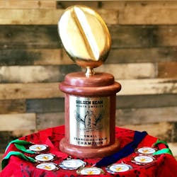 Crimson Cup Coffee & Tea brought home the Overall Golden Bean for small franchise/chain and eight medals from the Golden Bean North America Coffee Roasting Competition. Crimson Cup Coffee & Tea brought home the Overall Golden Bean for small franchise/chain and eight medals from the Golden Bean North America Coffee Roasting Competition.