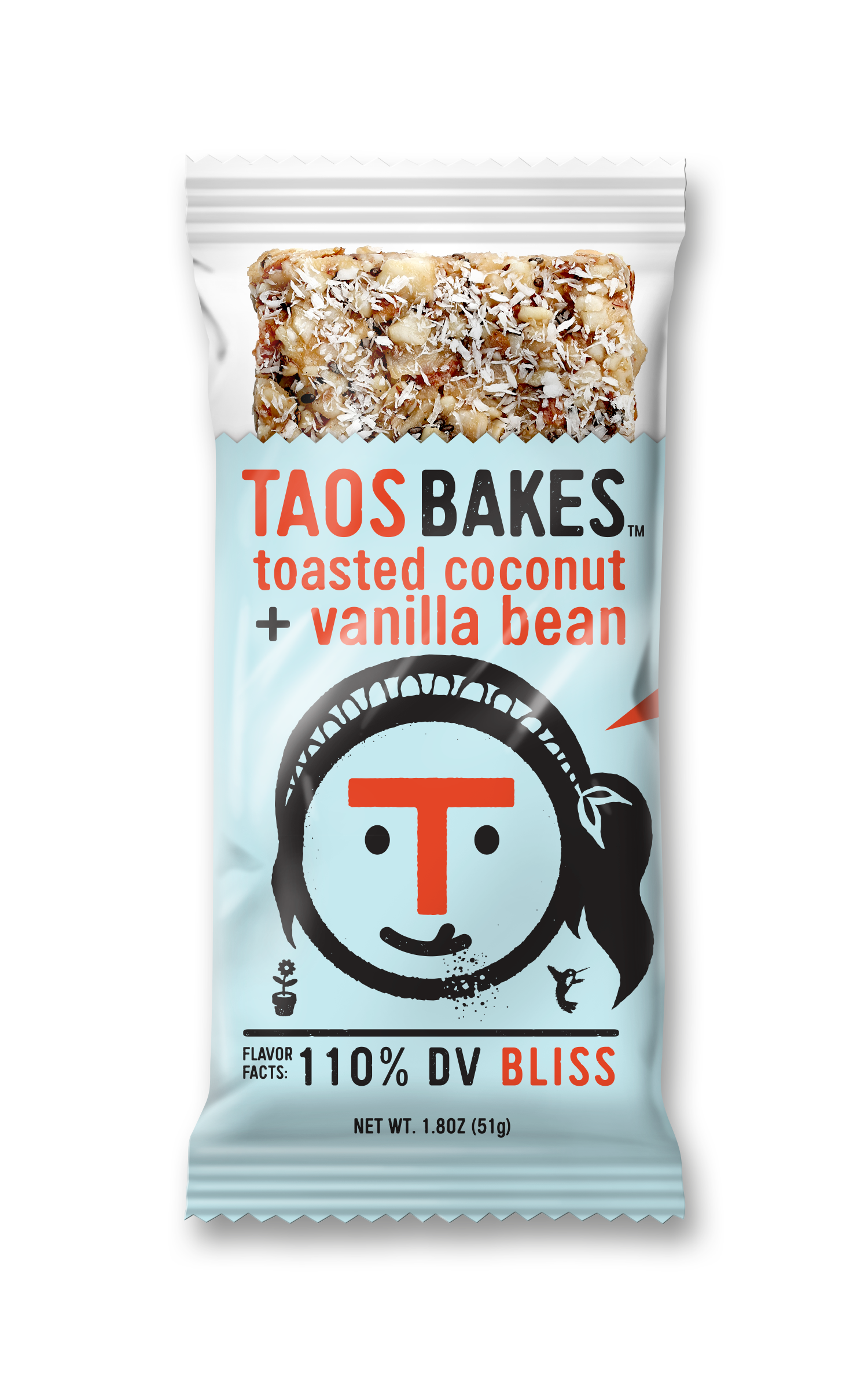 Toasted Coconut + Vanilla Bean is one of six flavors of Taos Bakes' bars.