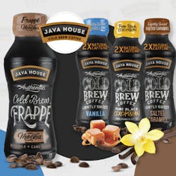 Java House Cold Brew Coffee comes in Frappe Mocha, Pure Black Colombian, Lightly Sweet Vanilla and Lightly Sweet Salted Caramel.