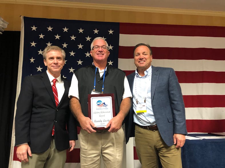 Chair Lance Roper, Lifetime Achievement award winner Randy Laster (retired from Pepsi Bottling Ventures) and Tim Bailey, Canteen President &ndash; Mid South and former Lifetime winner.