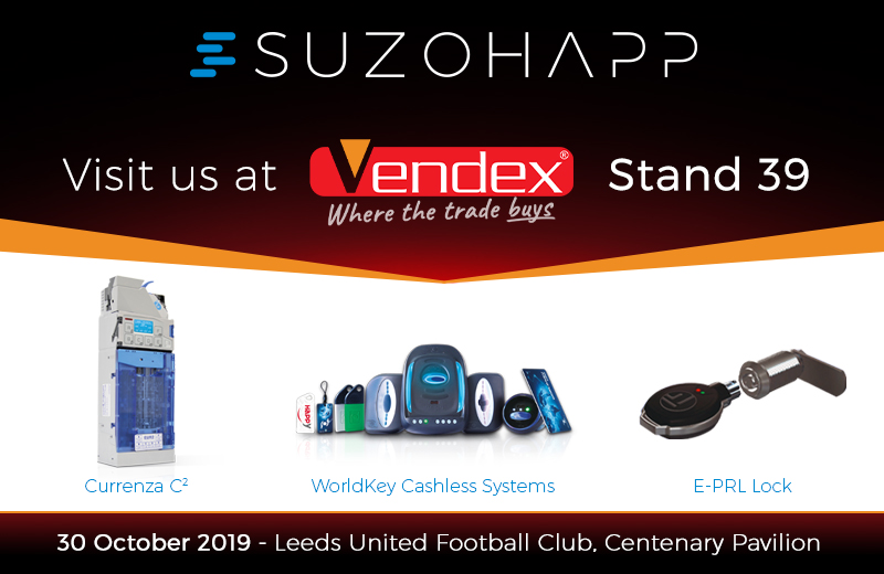 SUZOHAPP, a global market leader in payment systems and cash management solutions, will be exhibiting at the Vendex show, taking place on October 30 at Leeds Football Club.