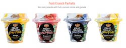 Fruit Crunch Parfaits are non-dairy snacks made with a full serving of fruit, coconut cr&egrave;me and granola. 2 billion probiotic cultures per serving. Available in four flavors.