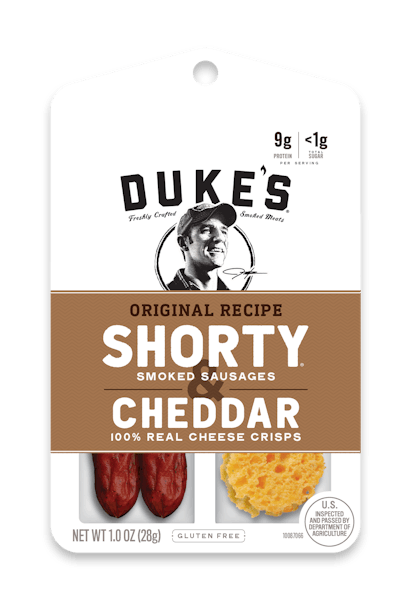 Duke&apos;s Original Recipe Shorty Smoked Sausages &amp; Cheddar Cheese Crisps