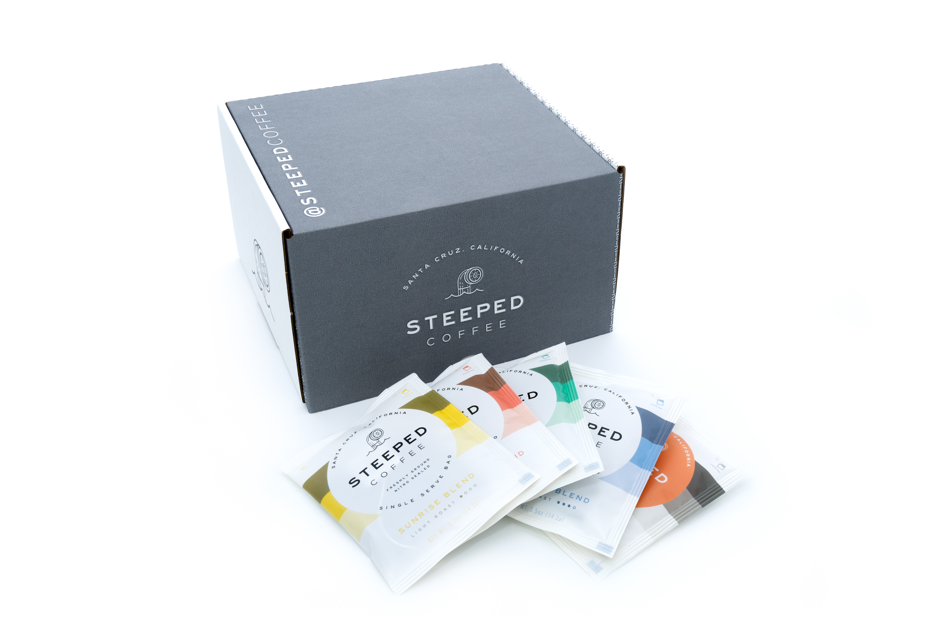 The Steeped Coffee full immersion brew method means no machines, no waste, guilt-free packaging, and amazing gourmet coffee taste.