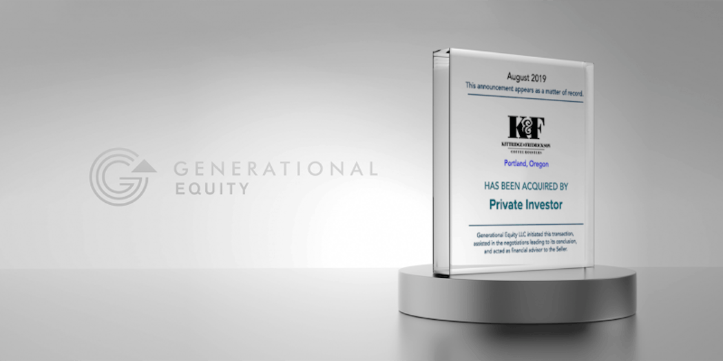 Generational Equity, a leading mergers and acquisitions advisor for privately held businesses, has announced the sale of its client, K&amp;F Coffee Roasters, to Rudy Zarfas.