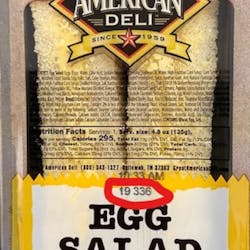 Great American Deli of Ooltewah, Tennessee is recalling GAD #114 Egg Salad Sandwich 4.8 oz. UPC: 7-41431-00114-2 due to possible contamination of Listeria monocytogenes,