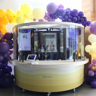 Blendid&apos;s fully autonomous food robotics kiosk, at a grand opening event