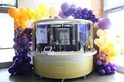 Blendid's fully autonomous food robotics kiosk, at a grand opening event Blendid's fully autonomous food robotics kiosk, at a grand opening event
