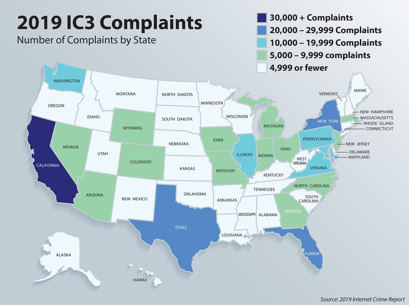 The top three crime types reported by victims in 2019 were phishing/vishing/smishing/pharming, non-payment/non-delivery, and extortion, according to the FBI&rsquo;s Internet Crime Complaint Center.