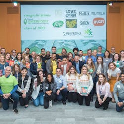 All 10 finalists, along with their PepsiCo mentors, at the at the PepsiCo North America Greenhouse program launch event Feb. 4 at PepsiCo&rsquo;s headquarters in Purchase, N.Y. Photo Credit: Laurie Spens