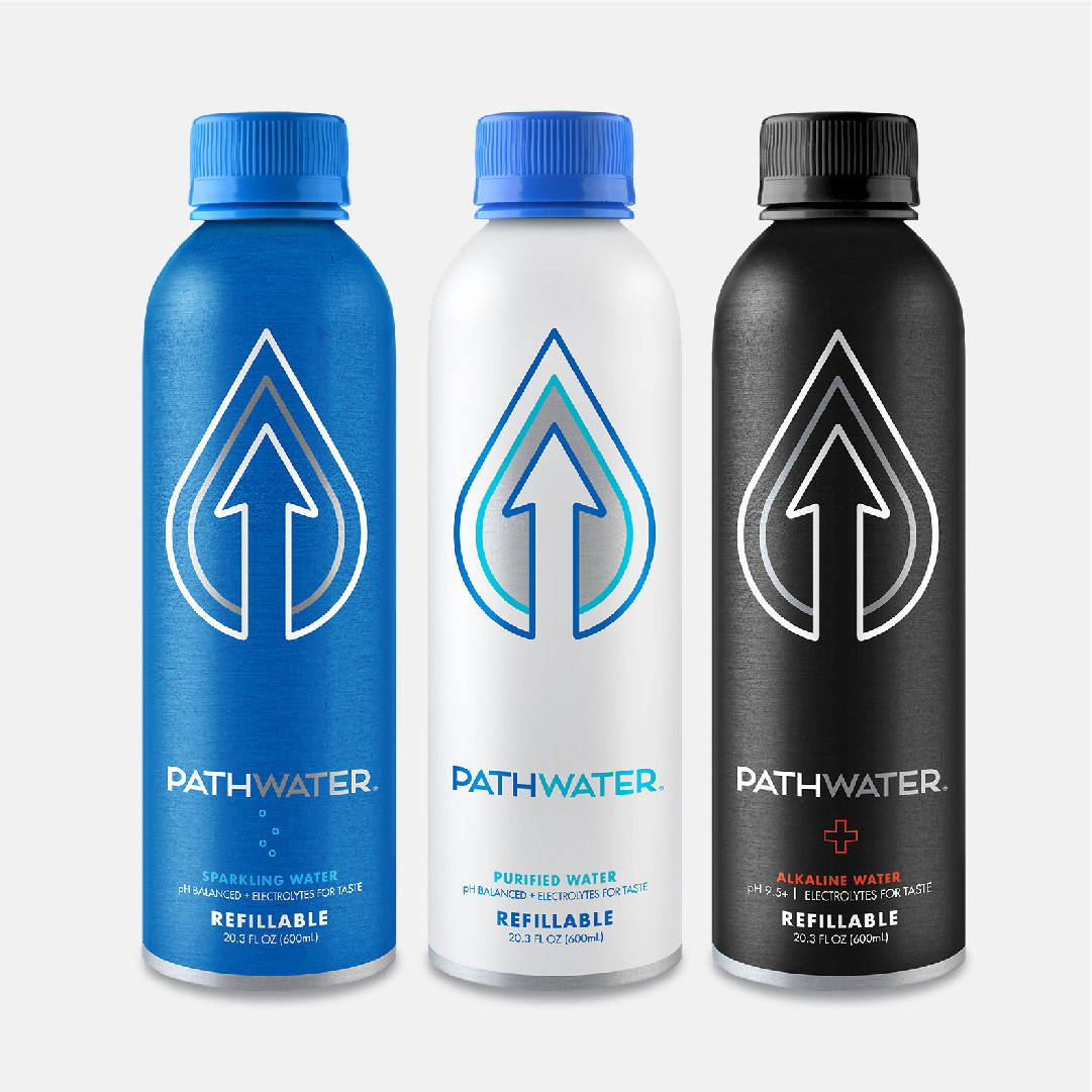 PATHWATER's New Sparkling, Alkaline and Still Water in Refillable Aluminum Bottles