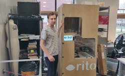 This robotic vending machine built by Nestor Tkachenko can make a fresh burrito bowl in a matter of minutes. This robotic vending machine built by Nestor Tkachenko can make a fresh burrito bowl in a matter of minutes.