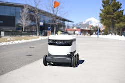 A Starship robot on the campus of Northern Arizona University (NAU) in Flagstaff, AZ, in 2019. The company's robots are still delivering food to students at university campuses across the U.S., including at NAU and The University of Wisconsin-Madison. A Starship robot on the campus of Northern Arizona University (NAU) in Flagstaff, AZ, in 2019. The company's robots are still delivering food to students at university campuses across the U.S., including at NAU and The University of Wisconsin-Madison.
