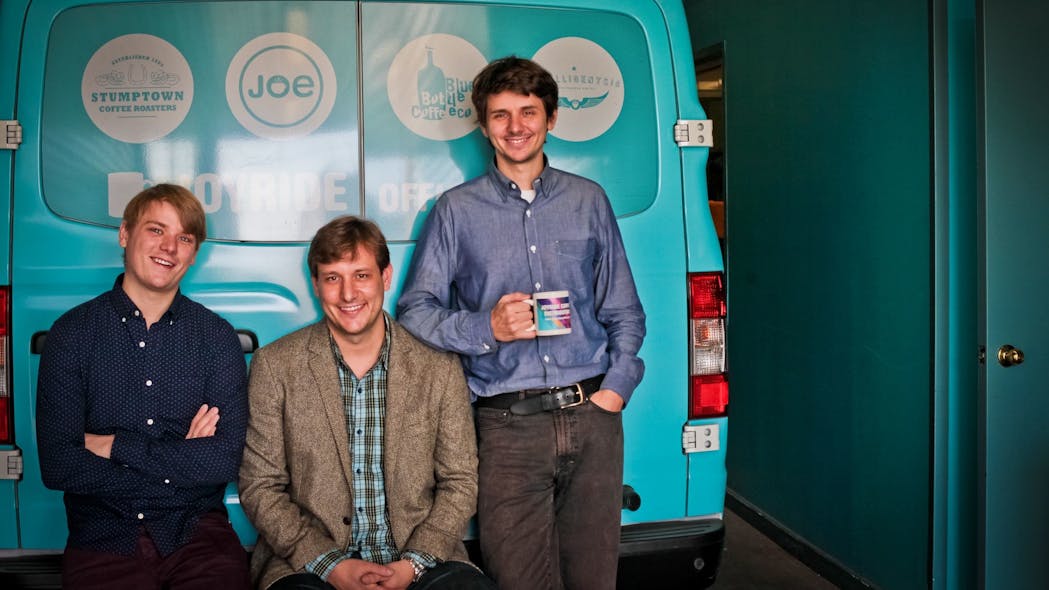 Noah, David and Adam Belanich (left to right) Founders of Joyride Coffee.