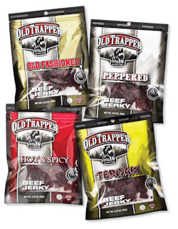Varieties of Old Trapper 3.25 oz snack size bag of beef jerky include Old Fashioned, Peppered, Hot & Spicy and Teriyaki. Varieties of Old Trapper 3.25 oz snack size bag of beef jerky include Old Fashioned, Peppered, Hot & Spicy and Teriyaki.