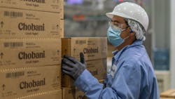 Chobani is increasing the starting wage for their hourly employees to $15 an hour, more than double the federal minimum wage. A Chobani employee, seen here, at the company&apos;s manufacturing plant in South Edmeston, N.Y.