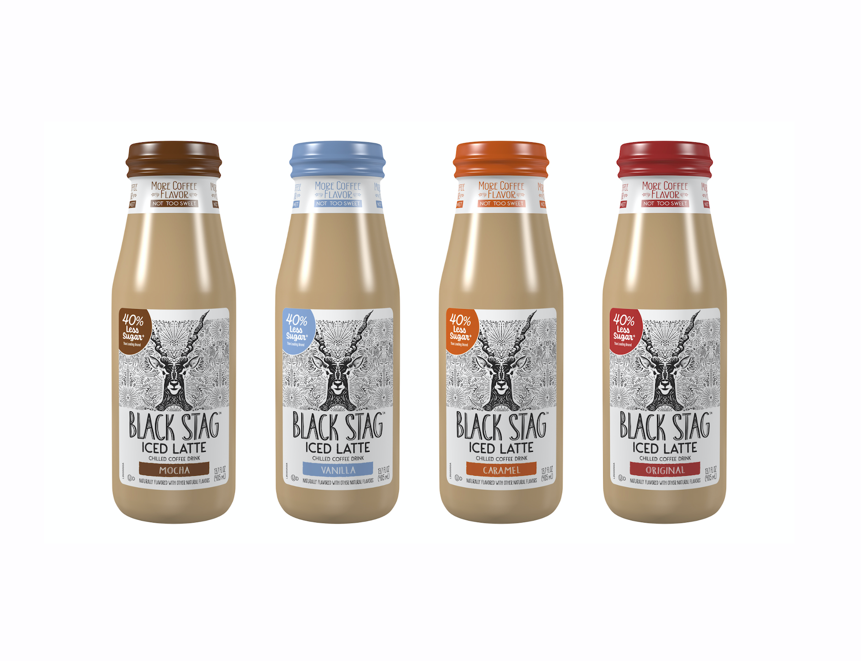 New Black Stag Lattes come in four flavors: mocha, vanilla, caramel, and original.