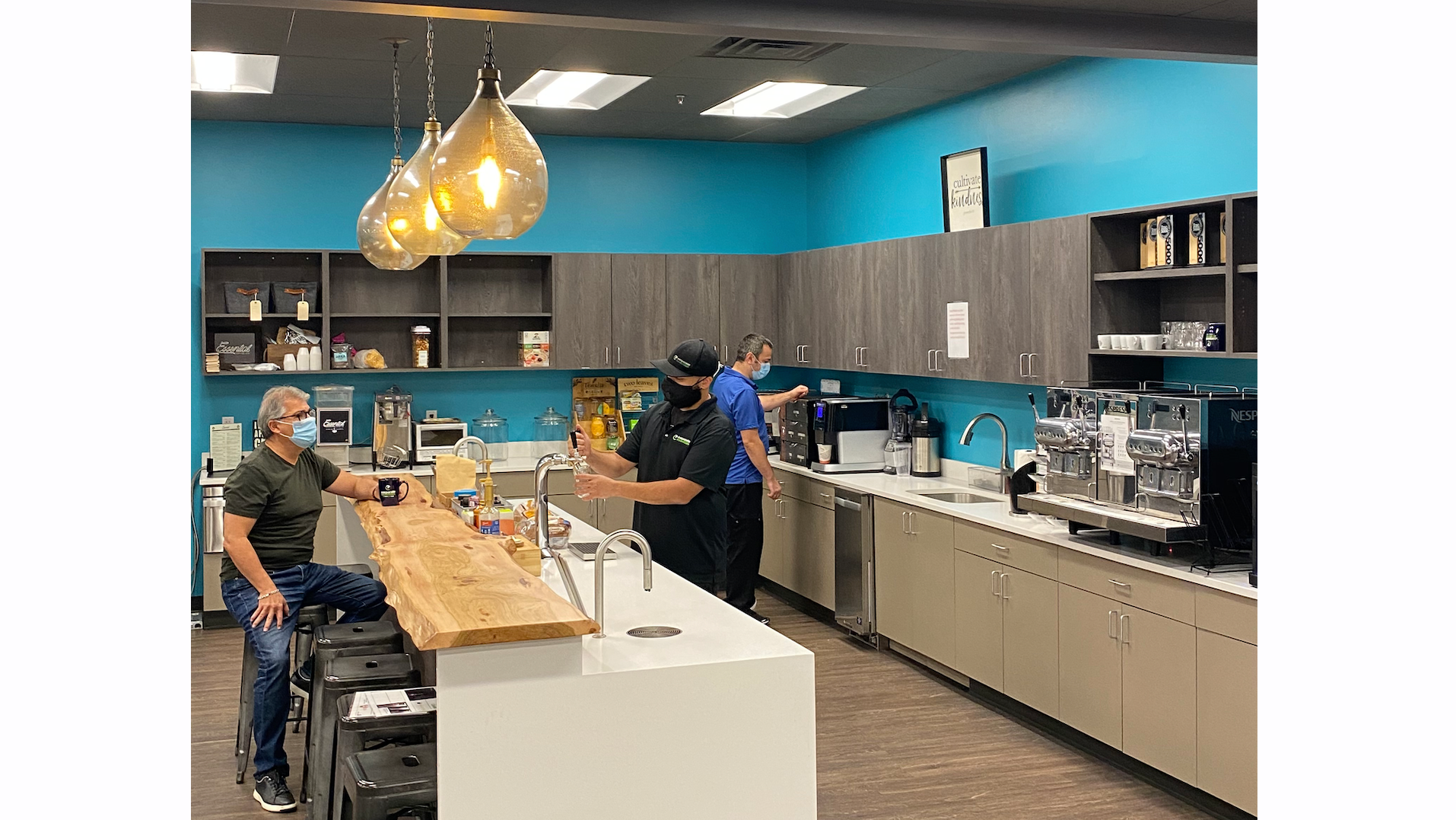 The Corporate Essentials break room is an inviting space.