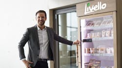 Livello founder and chief executive Alexander Eissing shows of automated fridge. Livello founder and chief executive Alexander Eissing shows of automated fridge.