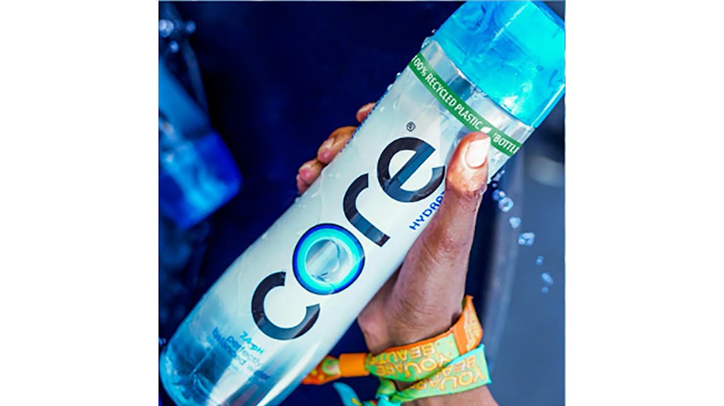 Core Hydration water in sustainable and environmentally friendly 16.-fl.oz. packages (rPET) are available nationwide.