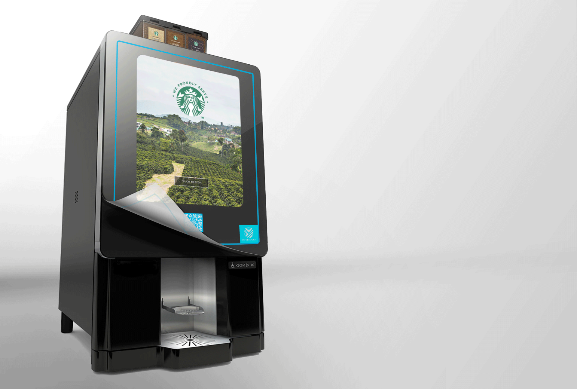 Touch Point Science offers turnkey antimicrobial film covers for specific machine models like the Starbucks Serenade.