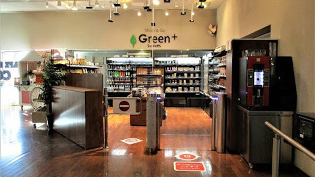 Shown here is the newly opened checkout-free store at the Yokohama Techno Tower Hotel. It is said to be the first store in Japan open to general public to use biometric authentication technology.