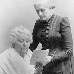 Elizabeth Cady Stanton (seated) with Susan B. Anthony. (This media file is in the public domain in the United States.)