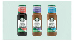 Starbucks Cold & Crafted RTD line launches with three coffee flavors: with a splash of milk and vanilla; with a splash of milk and mocha; and sweetened black.