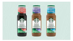 Starbucks Cold & Crafted RTD line launches with three coffee flavors: with a splash of milk and vanilla; with a splash of milk and mocha; and sweetened black. Starbucks Cold & Crafted RTD line launches with three coffee flavors: with a splash of milk and vanilla; with a splash of milk and mocha; and sweetened black.