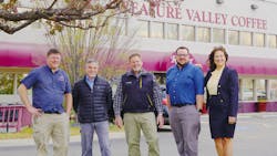 TV Coffee president Suzanne Boyer is pictured in front of company’s Boise, ID, headquarters with her managers (from left): Alan Baze, Greg Schreiter, Kelly Brown and Joel Myers. TV Coffee president Suzanne Boyer is pictured in front of company’s Boise, ID, headquarters with her managers (from left): Alan Baze, Greg Schreiter, Kelly Brown and Joel Myers.