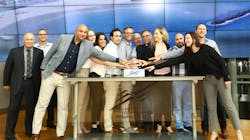 Pictured, from left, are Ella Shechtman, VP HR Nayax; Moshe Orenstein, VP product Nayax; Saffi Keisari, development manager Nayax; Keren Sharir, VP marketing Nayax; Amir Nechmad, cofounder Nayax; Yair Nechmad, CEO, chairman and cofounder Nayax; David Ben-Avi, CTO Nayax; Liron Grosman, CEO Nayax; Tami Erel, CBO Nayax; Michael Galai, chief legal officer Nayax; Ittai Ben-Zeev, CEO TASE; and Amnon Neubach, chairman TASE. Pictured, from left, are Ella Shechtman, VP HR Nayax; Moshe Orenstein, VP product Nayax; Saffi Keisari, development manager Nayax; Keren Sharir, VP marketing Nayax; Amir Nechmad, cofounder Nayax; Yair Nechmad, CEO, chairman and cofounder Nayax; David Ben-Avi, CTO Nayax; Liron Grosman, CEO Nayax; Tami Erel, CBO Nayax; Michael Galai, chief legal officer Nayax; Ittai Ben-Zeev, CEO TASE; and Amnon Neubach, chairman TASE.