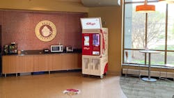 The Kellogg’s Bowl Bot is pictured at UW-Madison's Dejope Residence Hall’s main floor. The Kellogg’s Bowl Bot is pictured at UW-Madison's Dejope Residence Hall’s main floor.