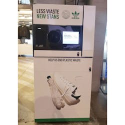 Shoppers at the Adidas store in Manhattan on 5th Ave. were able to recycle their empty plastic bottles and earn a discount on a pair of new Stan Smith sneakers made from recycled materials.